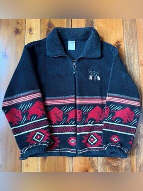 Vintage Aztec Native American Southwestern Fleece Jacket
